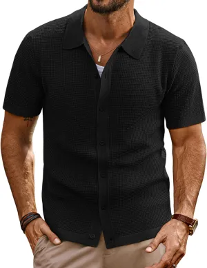 PJ PAUL JONES Mens Polo Shirts Casual Textured Knittd Shirts Lightweight Breathable Polo Shirt
