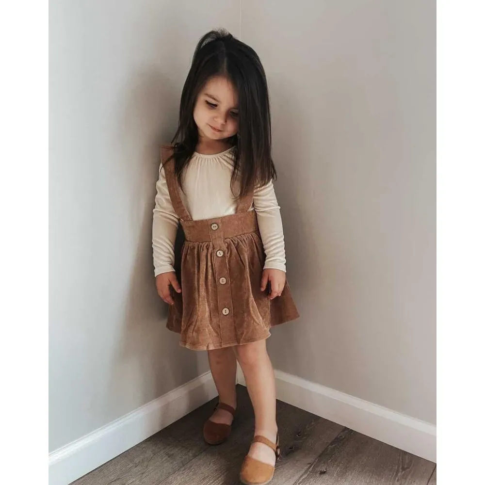 Praline Brown Corduroy Suspender Skirt