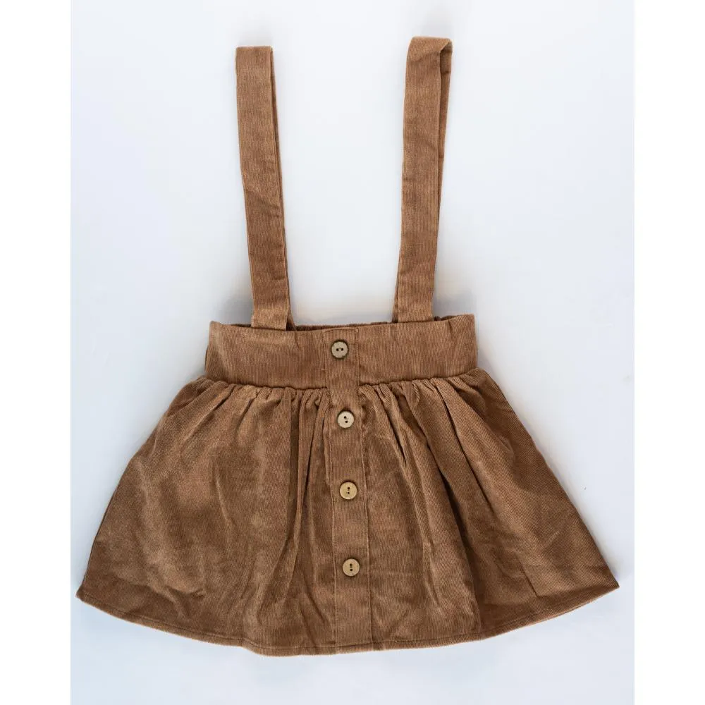 Praline Brown Corduroy Suspender Skirt