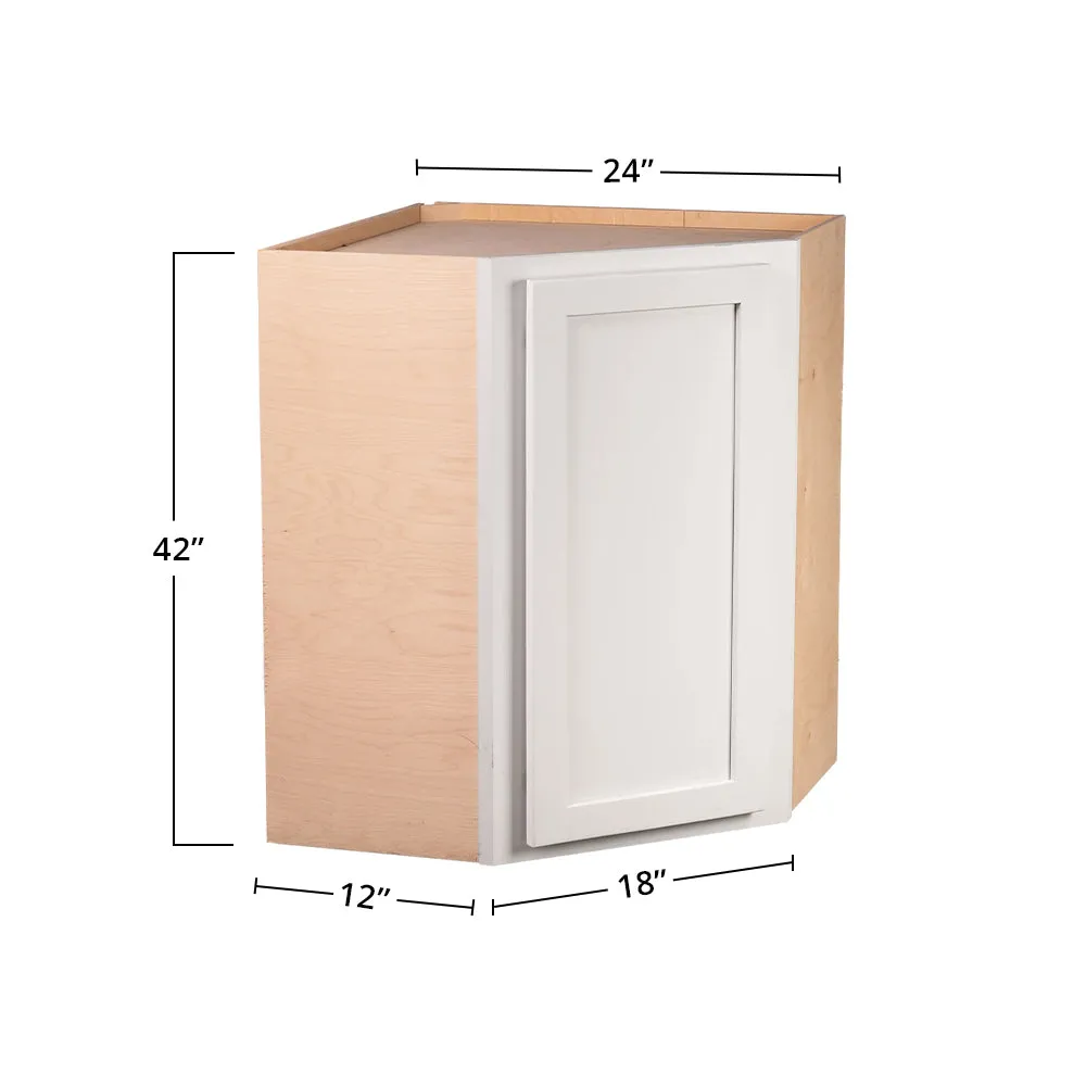 Pure White 24" x 42" Diagonal Corner Wall Cabinet