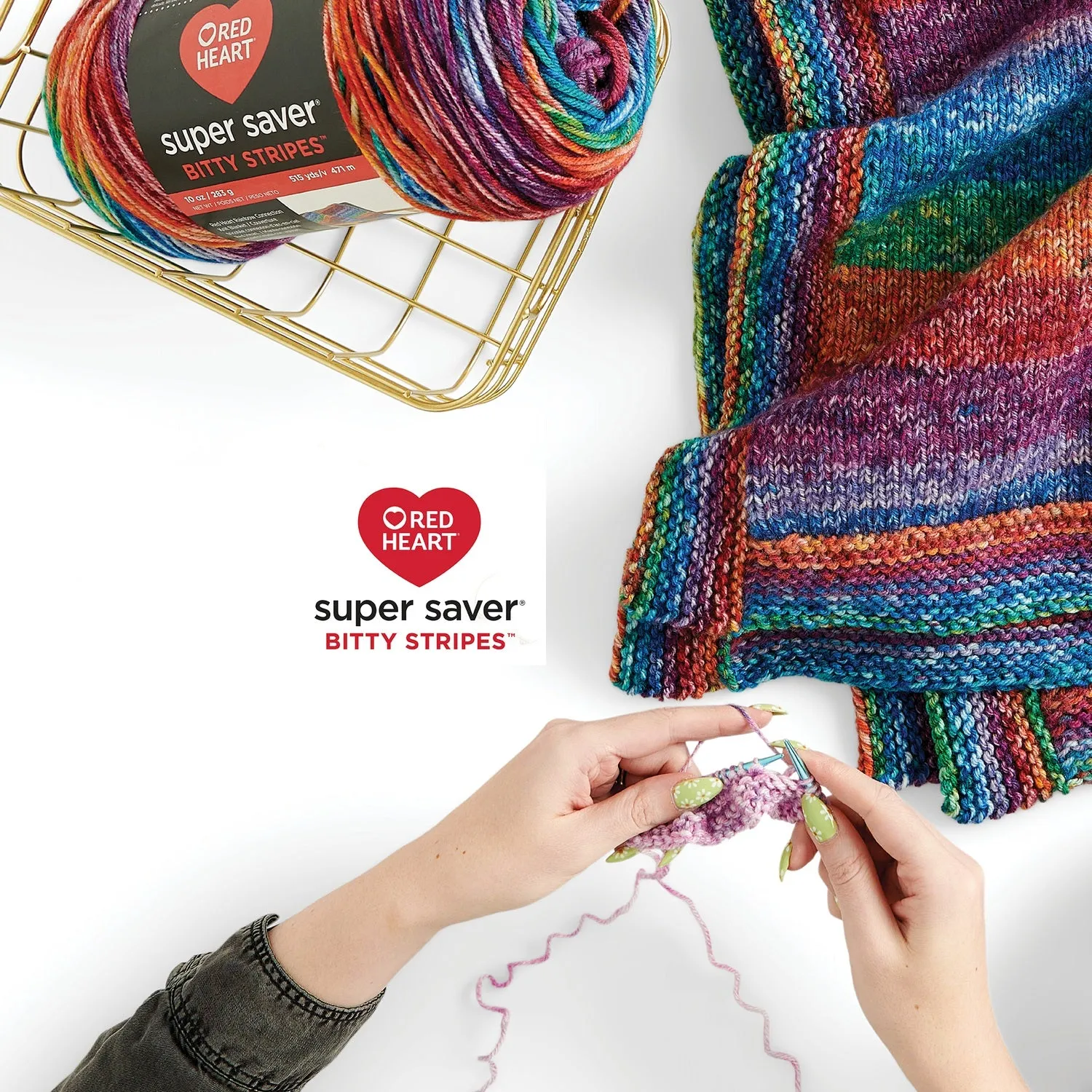 Red Heart Super Saver Bitty Stripes Yarn