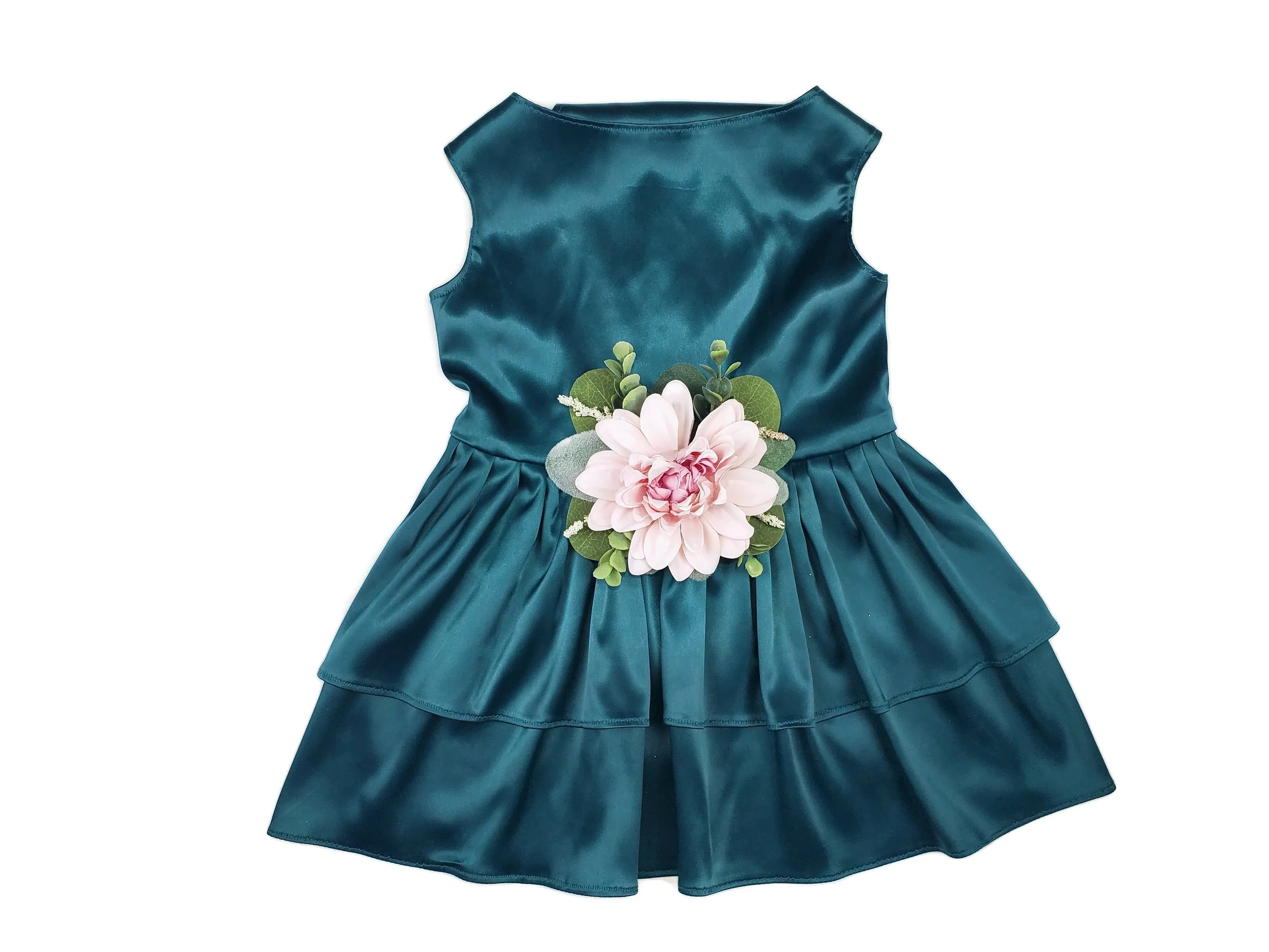 Satin Pet Dress | The Phoebe | 10 Color Options | Peacock Teal
