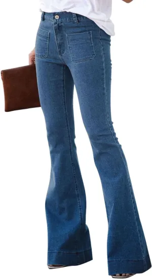Sidefeel Womens High Waisted Jeans Stretchy Wide Leg Casual Flare Bell Bottom 2024 Fashion Denim Pants