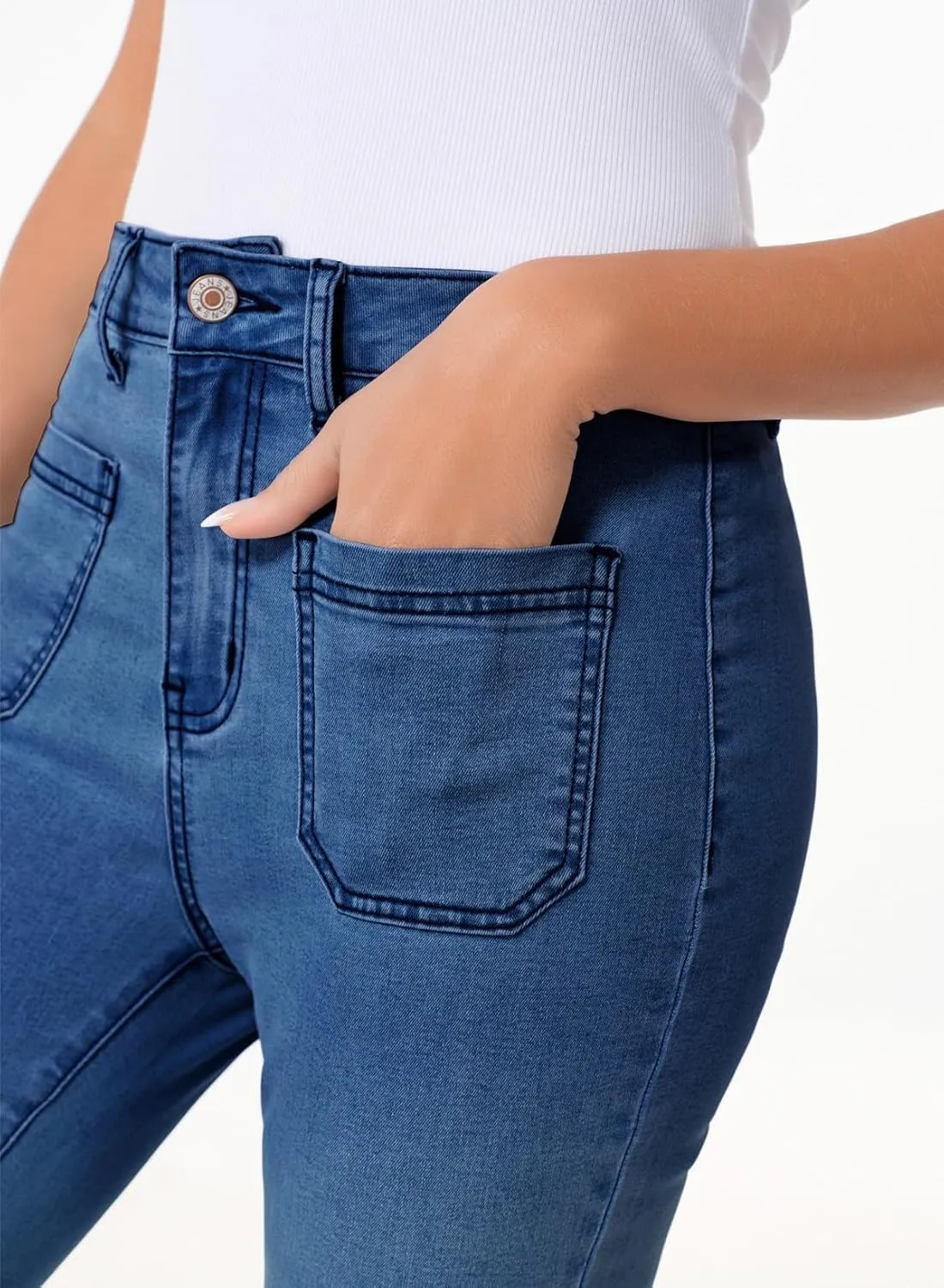 Sidefeel Womens High Waisted Jeans Stretchy Wide Leg Casual Flare Bell Bottom 2024 Fashion Denim Pants