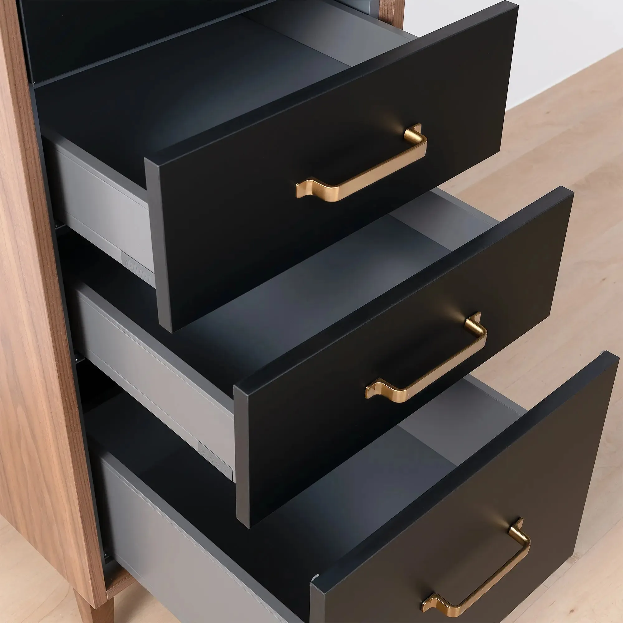 Sidney Matte Black Linen Cabinet