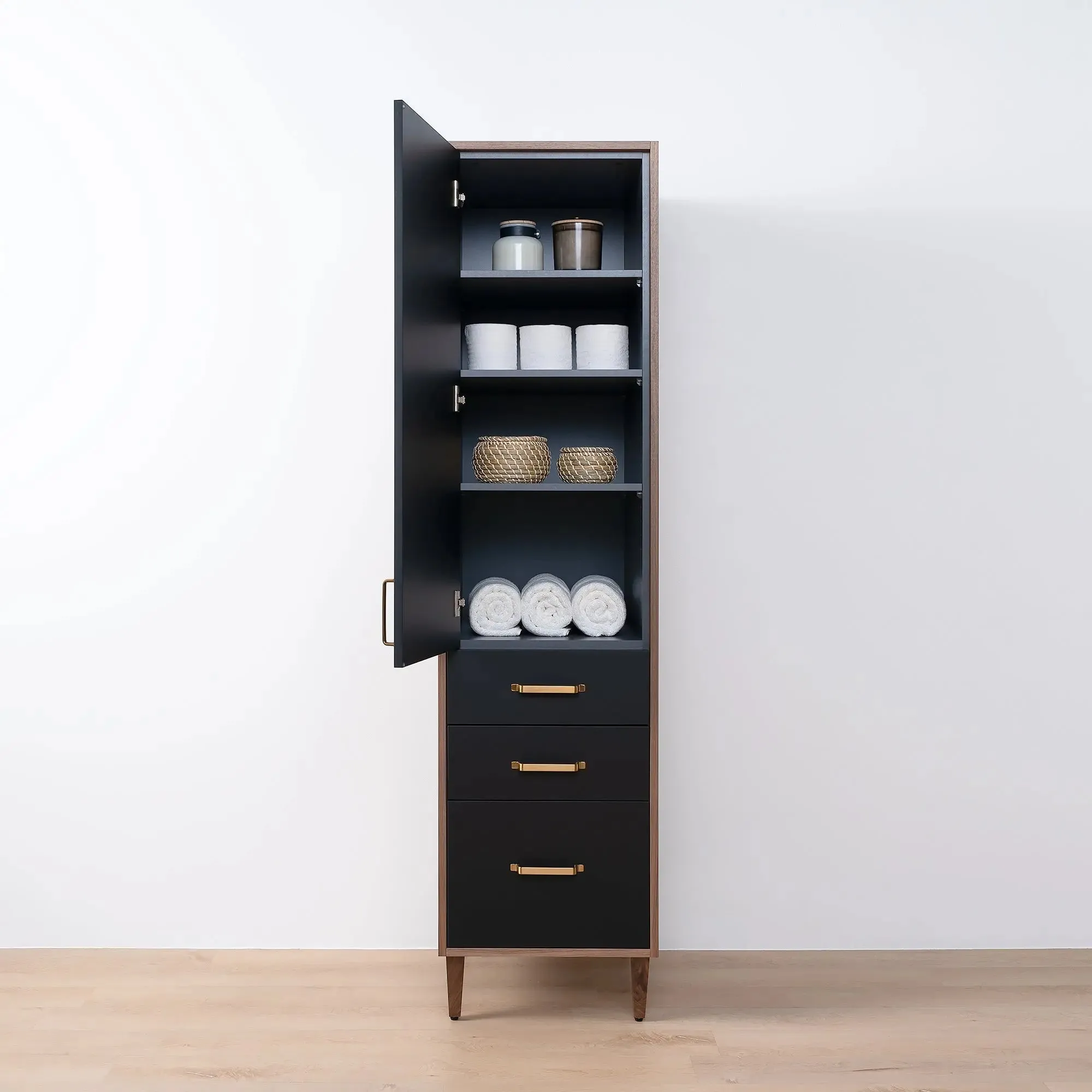 Sidney Matte Black Linen Cabinet