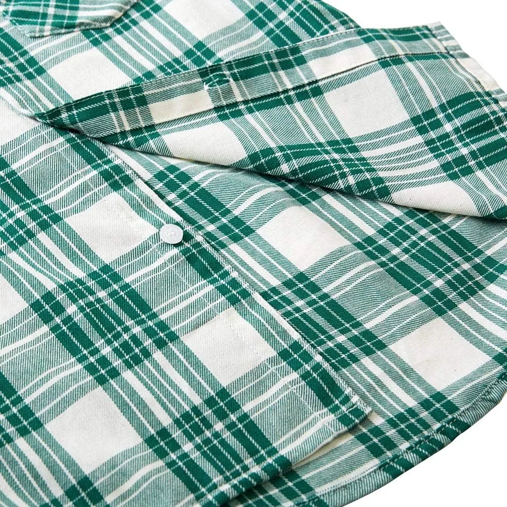 Spring&Gege Boys Plaid Short Sleeve Shirt Casual Button Down Checked with Chest Pocket (5-14 Years)