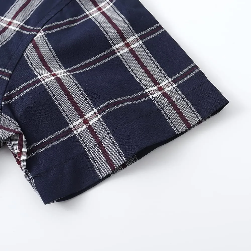 Spring&Gege Boys Plaid Short Sleeve Shirt Casual Button Down Checked with Chest Pocket (5-14 Years)