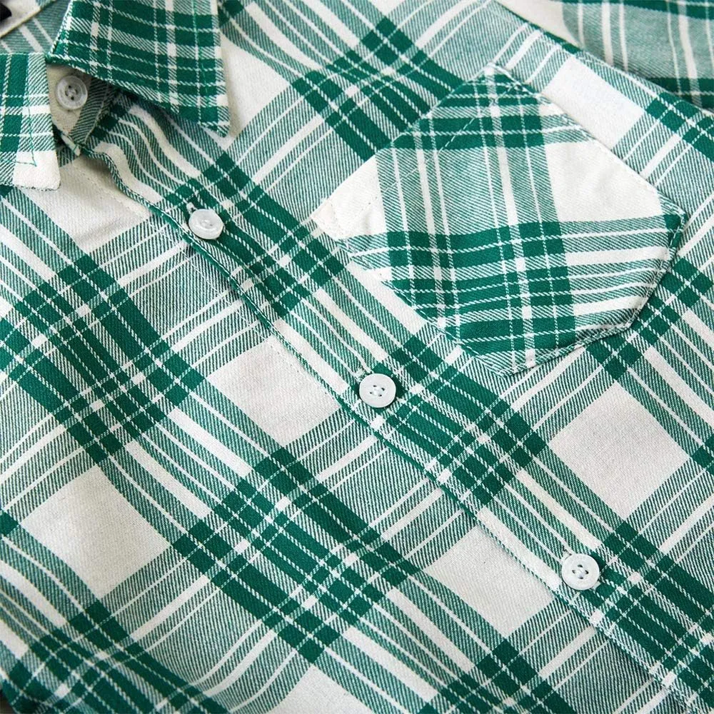 Spring&Gege Boys Plaid Short Sleeve Shirt Casual Button Down Checked with Chest Pocket (5-14 Years)
