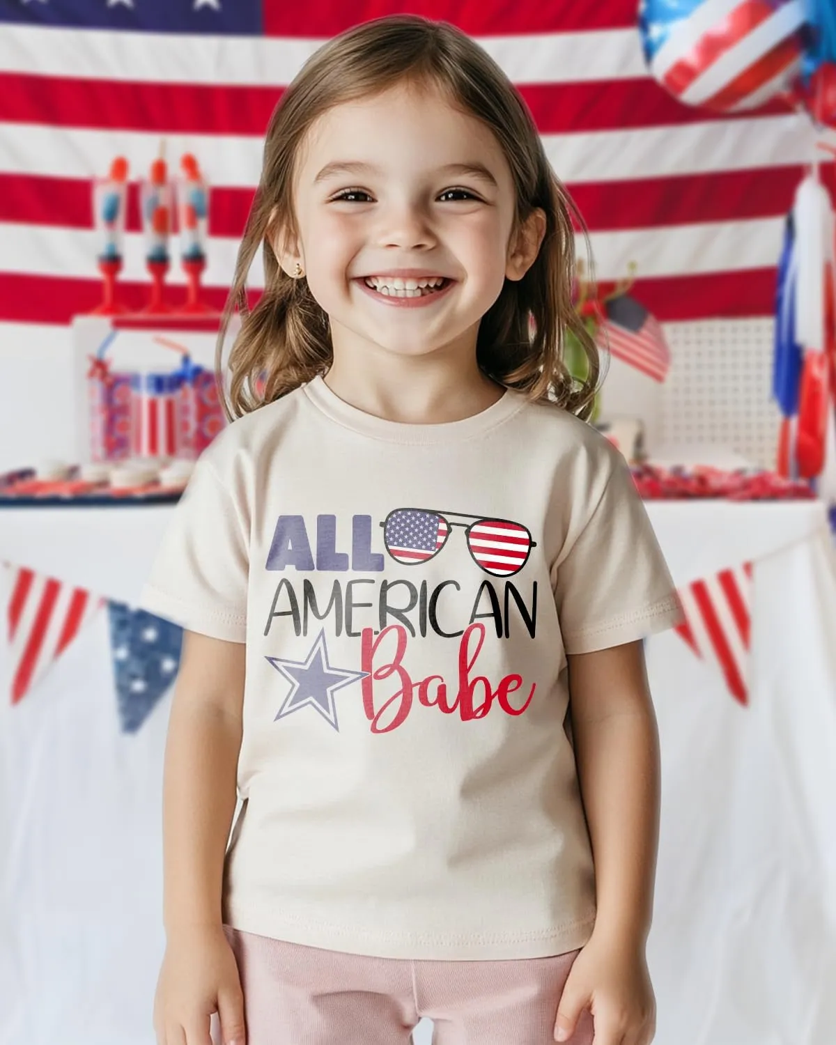 Toddler Boys 4th of July Shirt, Girls Kids USA Red White and Blue Shirts, American Flag Independence Day Tee 2-8T