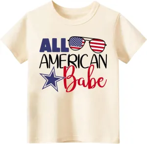 Toddler Boys 4th of July Shirt, Girls Kids USA Red White and Blue Shirts, American Flag Independence Day Tee 2-8T