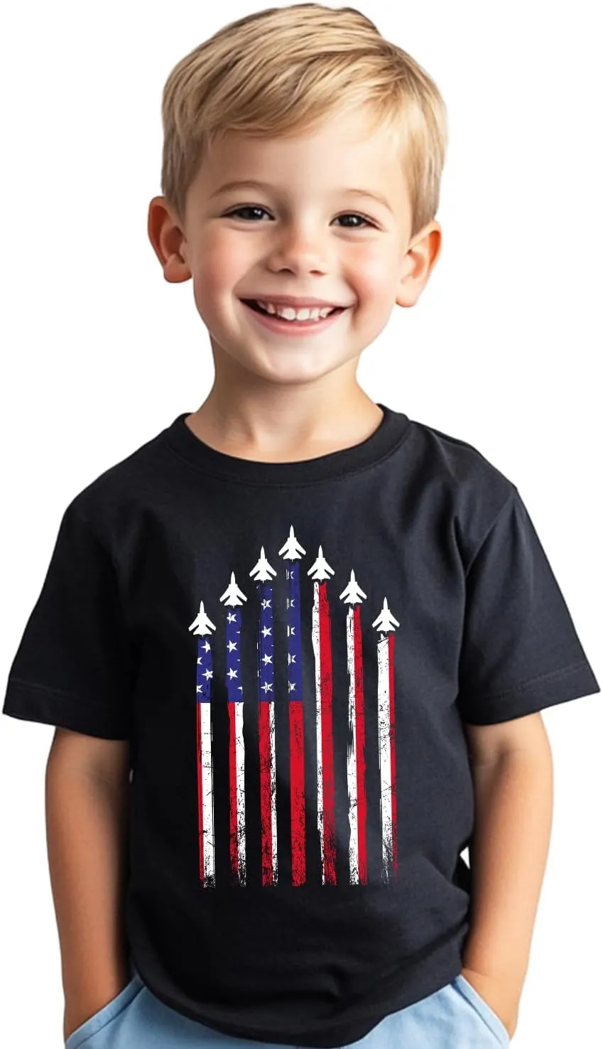 Toddler Boys 4th of July Shirt, Girls Kids USA Red White and Blue Shirts, American Flag Independence Day Tee 2-8T