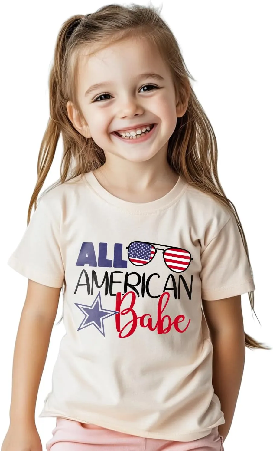 Toddler Boys 4th of July Shirt, Girls Kids USA Red White and Blue Shirts, American Flag Independence Day Tee 2-8T