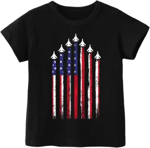 Toddler Boys 4th of July Shirt, Girls Kids USA Red White and Blue Shirts, American Flag Independence Day Tee 2-8T