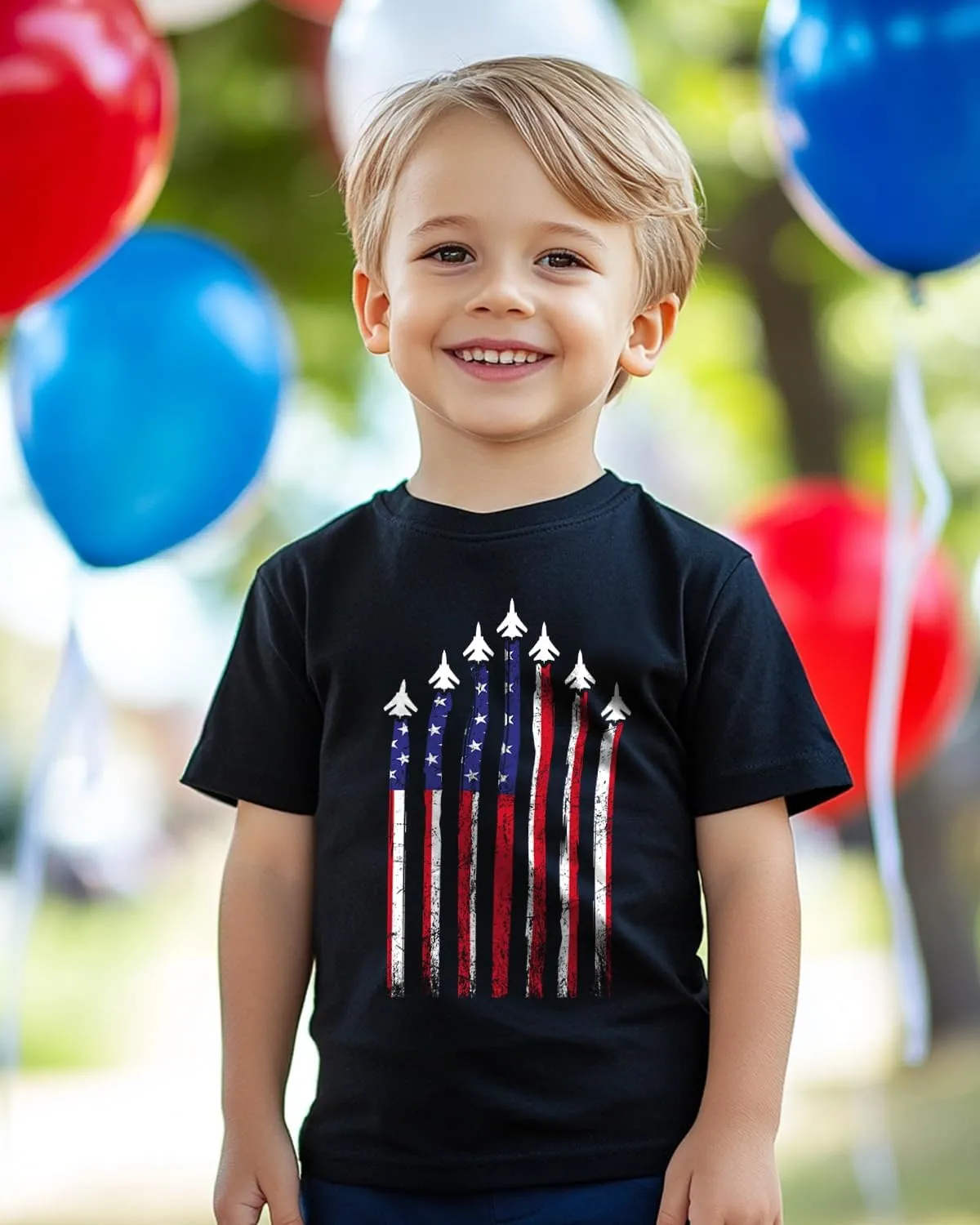 Toddler Boys 4th of July Shirt, Girls Kids USA Red White and Blue Shirts, American Flag Independence Day Tee 2-8T