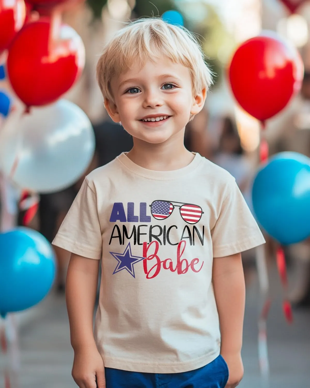 Toddler Boys 4th of July Shirt, Girls Kids USA Red White and Blue Shirts, American Flag Independence Day Tee 2-8T