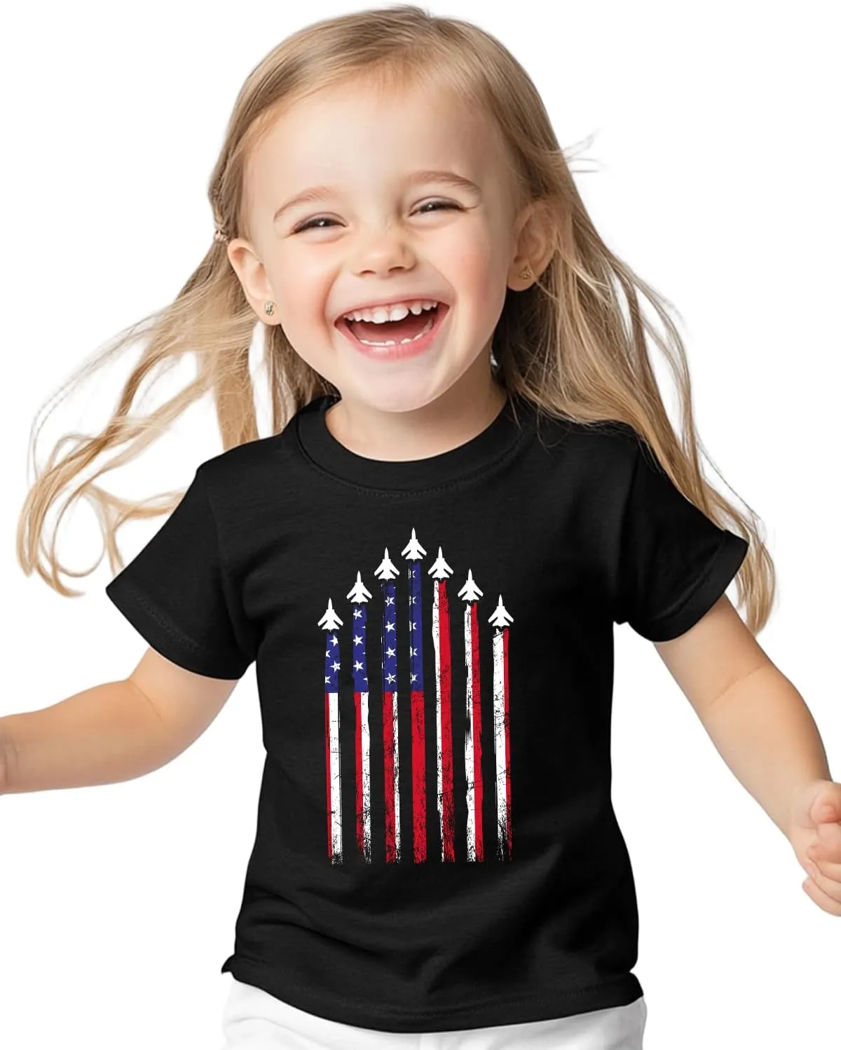 Toddler Boys 4th of July Shirt, Girls Kids USA Red White and Blue Shirts, American Flag Independence Day Tee 2-8T