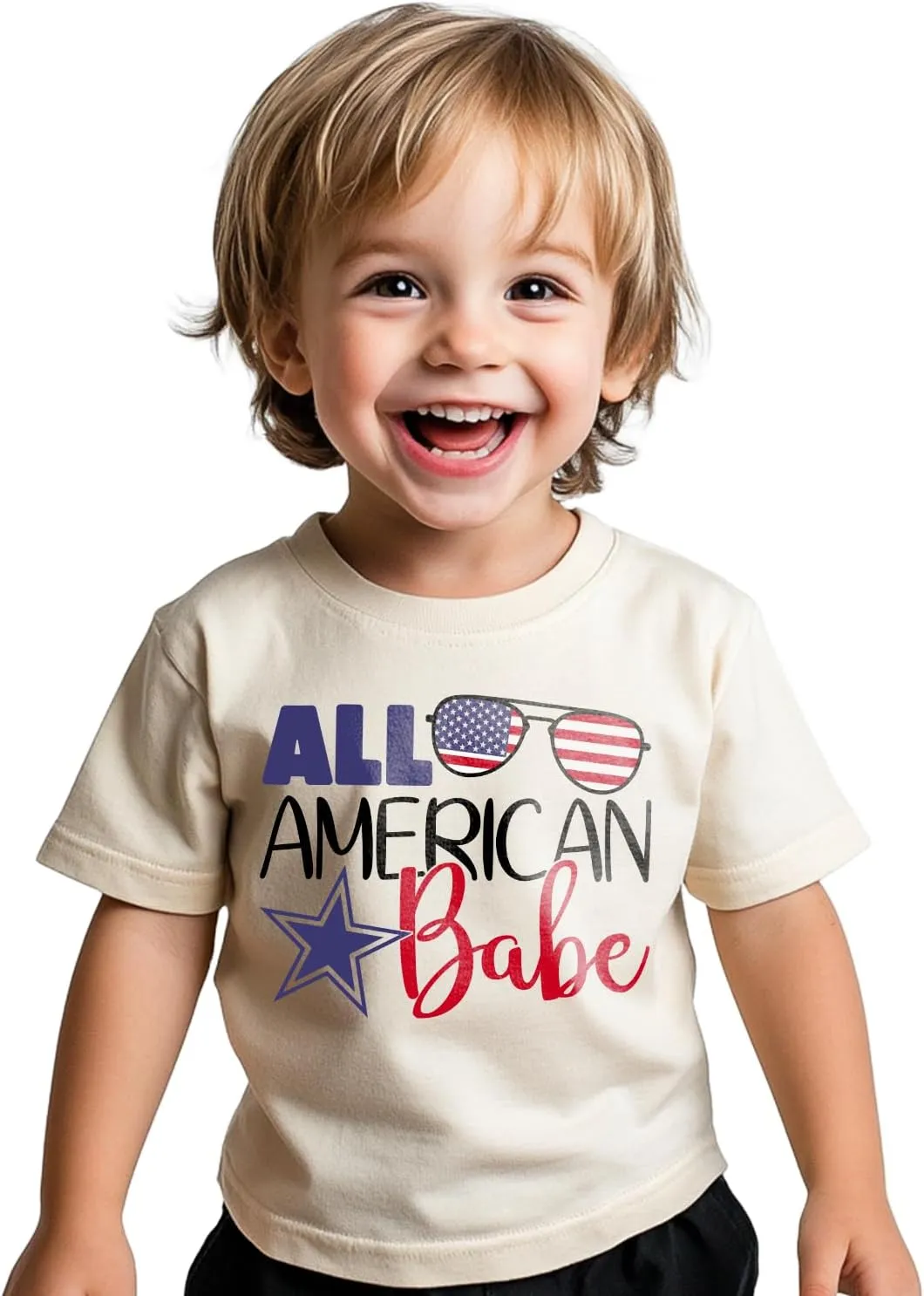 Toddler Boys 4th of July Shirt, Girls Kids USA Red White and Blue Shirts, American Flag Independence Day Tee 2-8T
