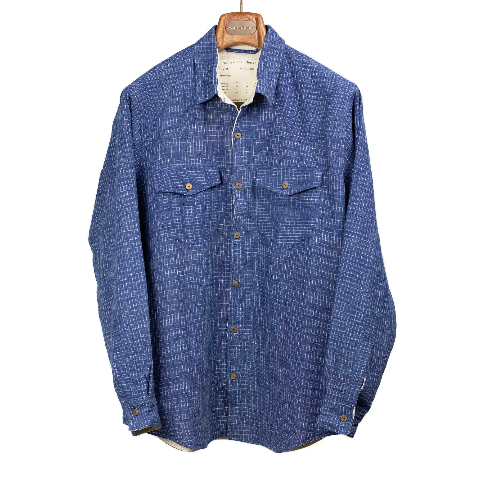 Western shirt in indigo checked Kala cotton
