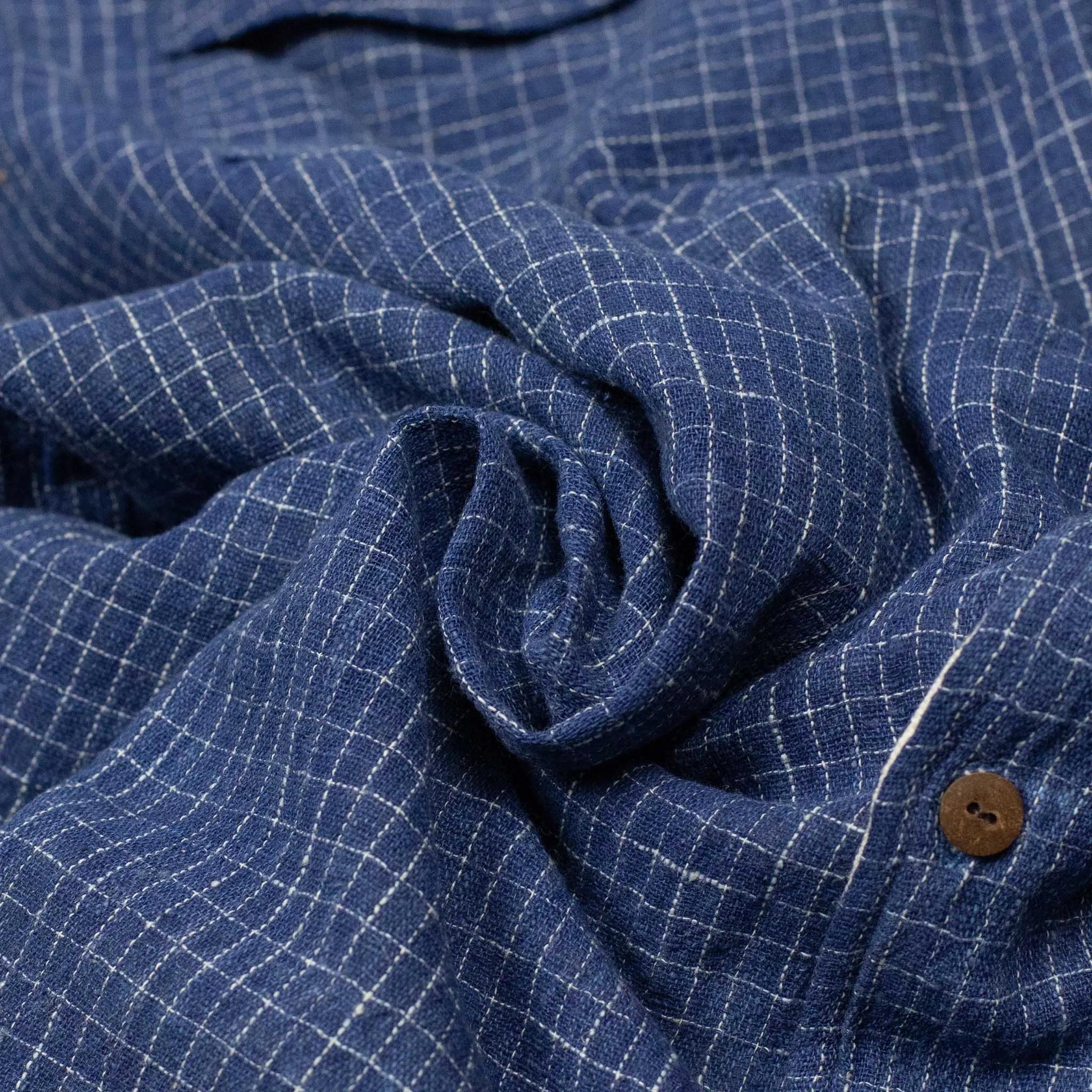 Western shirt in indigo checked Kala cotton