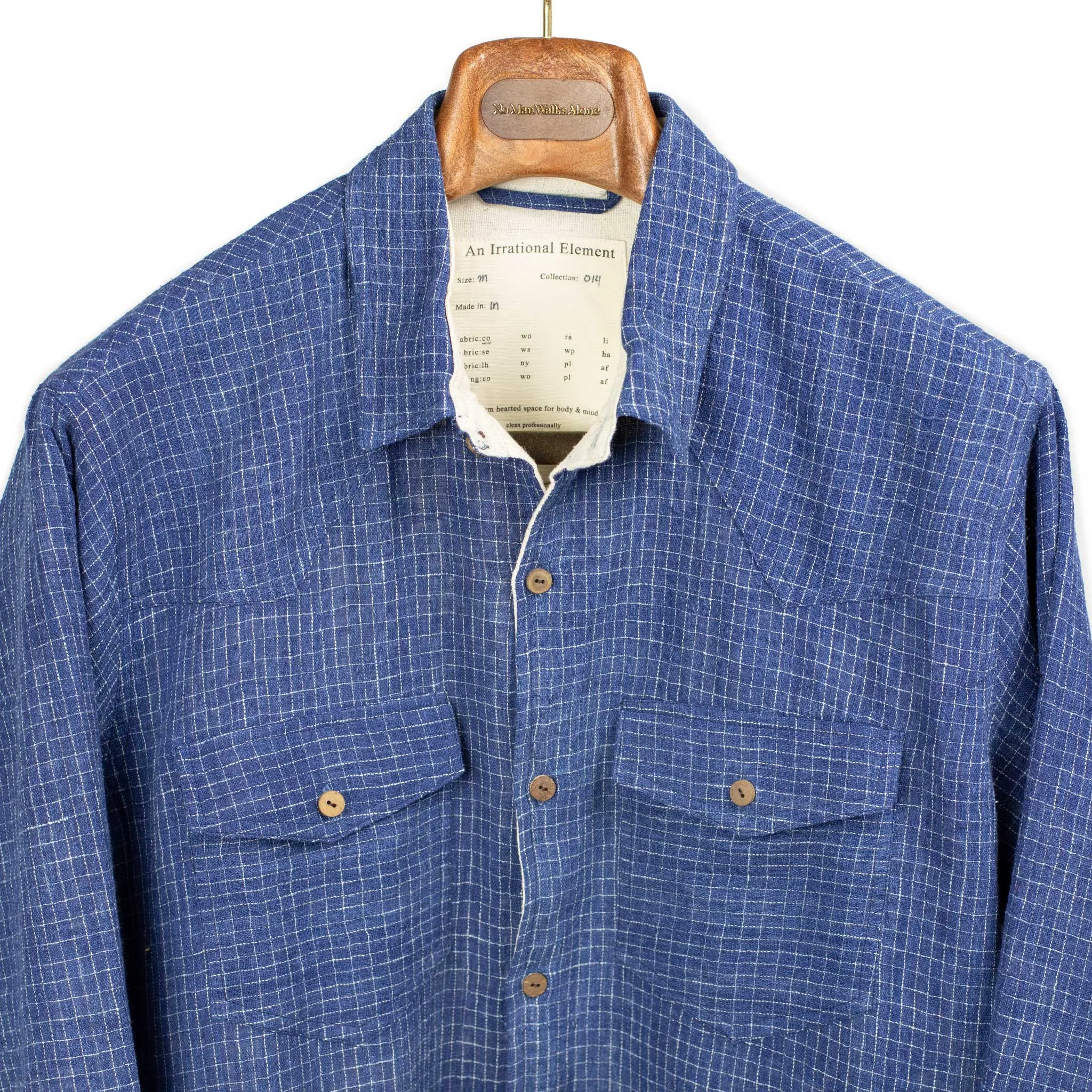 Western shirt in indigo checked Kala cotton
