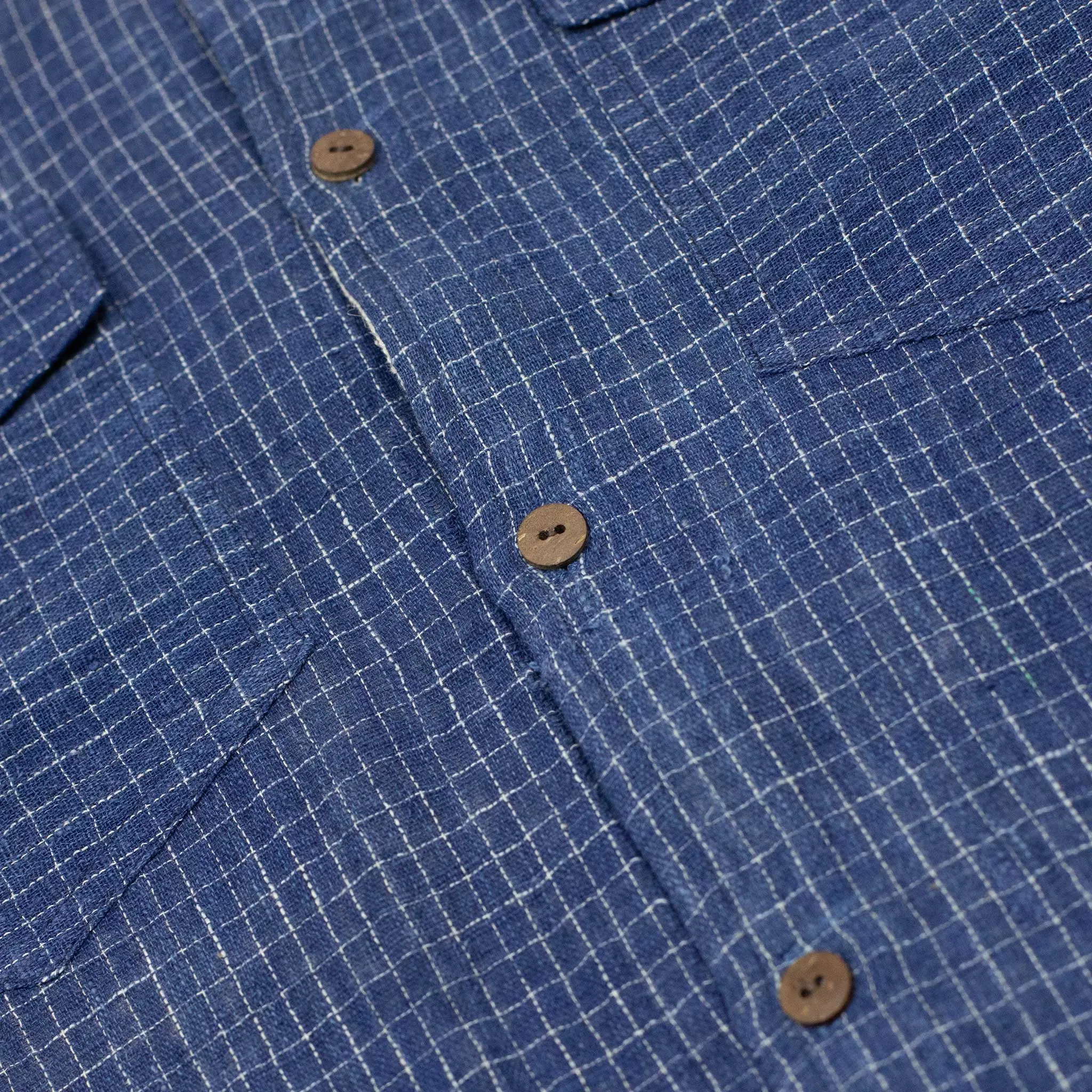 Western shirt in indigo checked Kala cotton