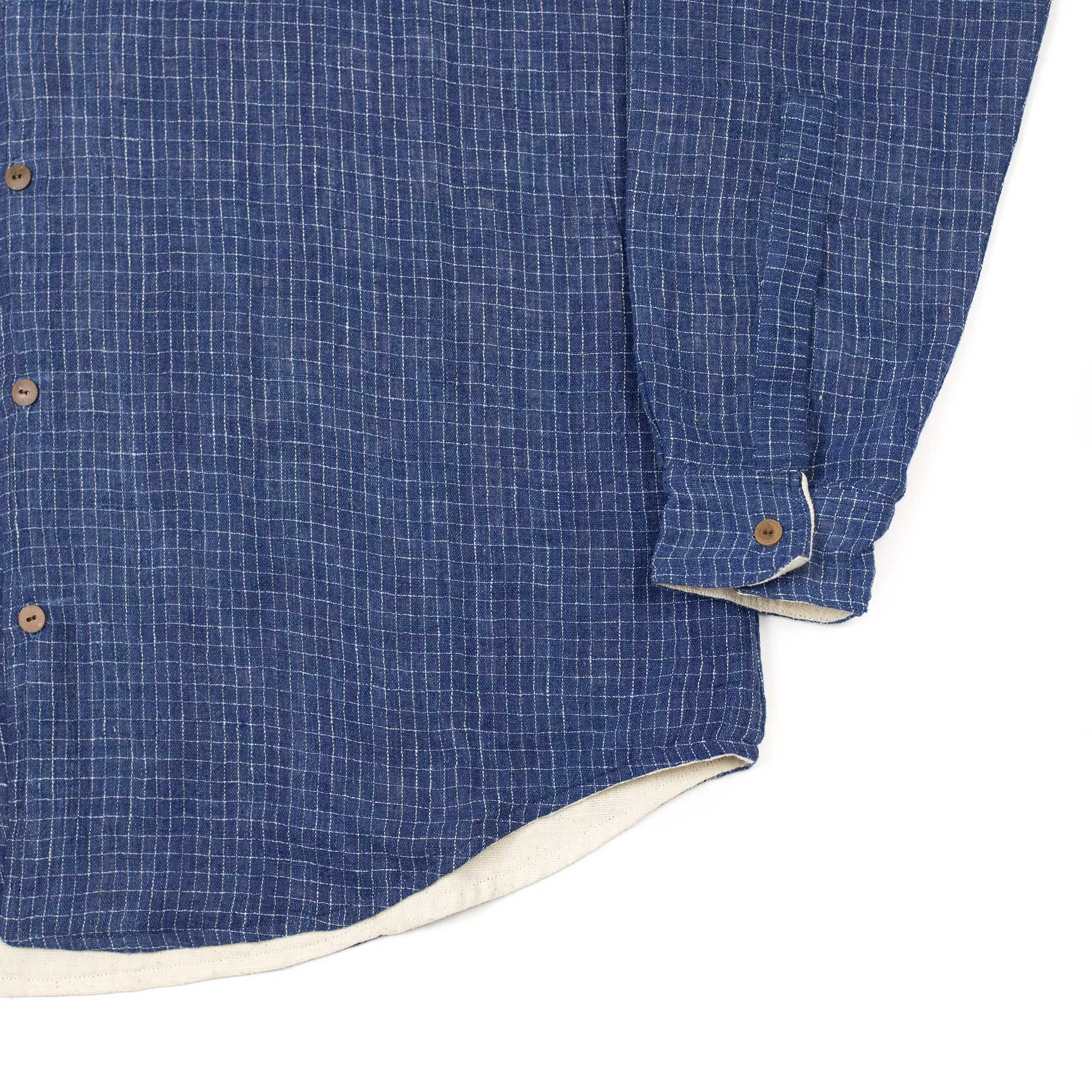 Western shirt in indigo checked Kala cotton