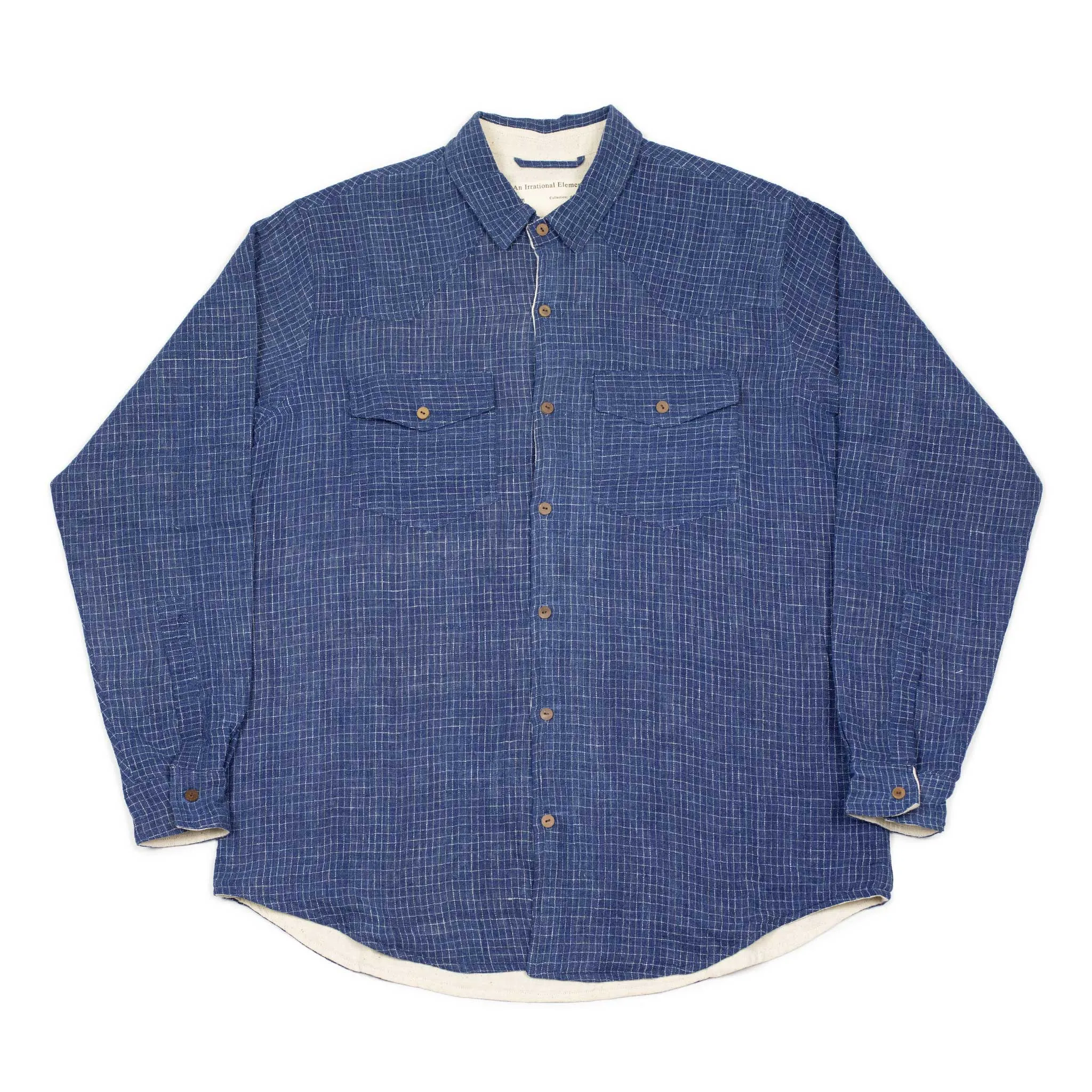 Western shirt in indigo checked Kala cotton