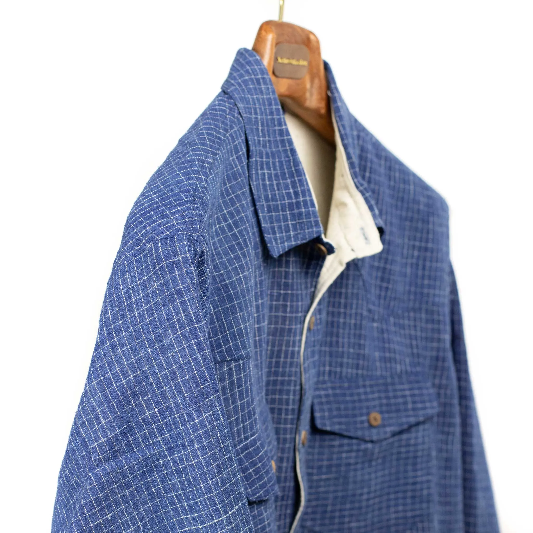 Western shirt in indigo checked Kala cotton