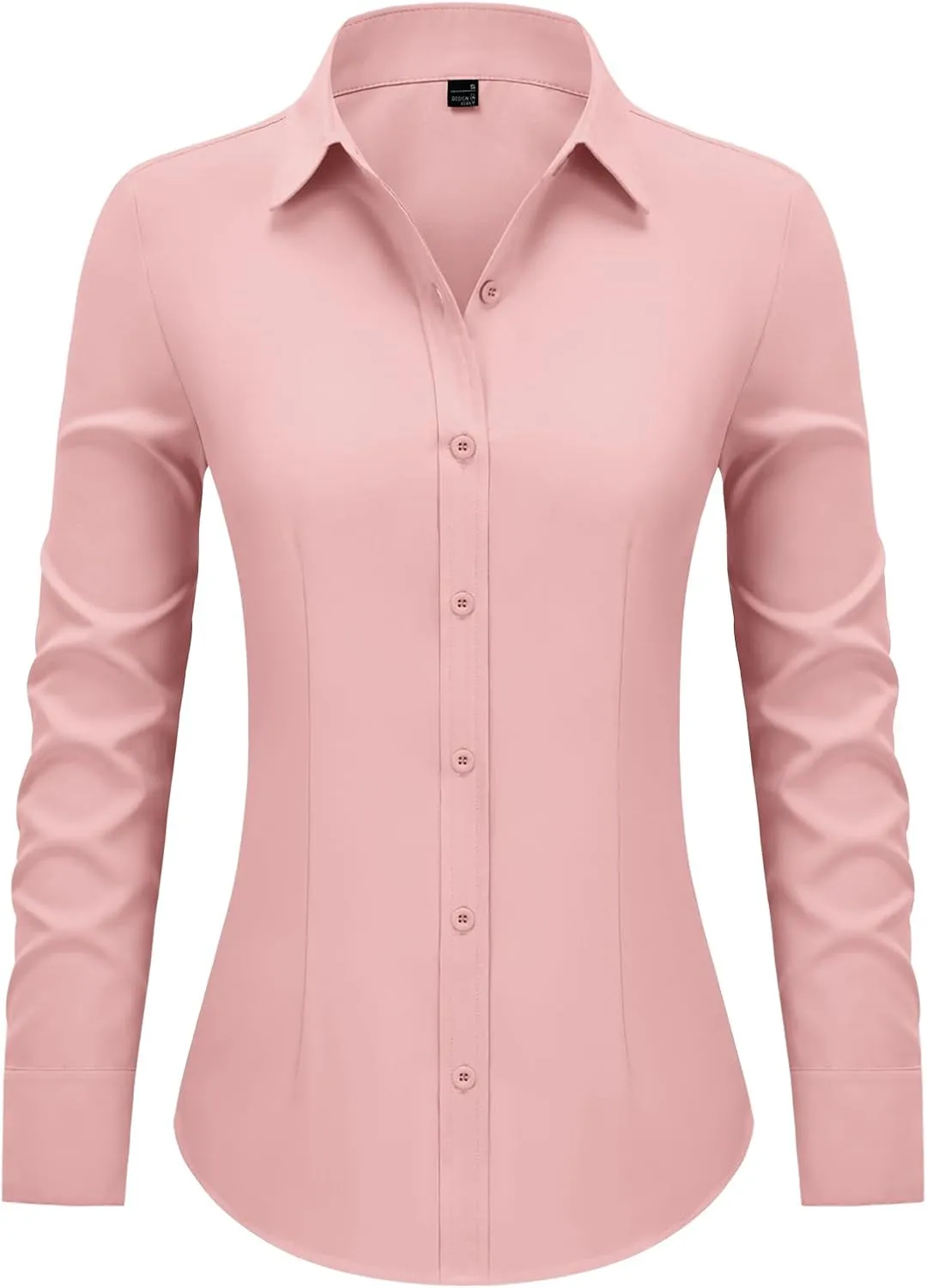 Women's Button Down Shirts Collared Fitted Dress Shirts Long Sleeve Wrinkle Free Blouse Formal Office Work Tunic Tops