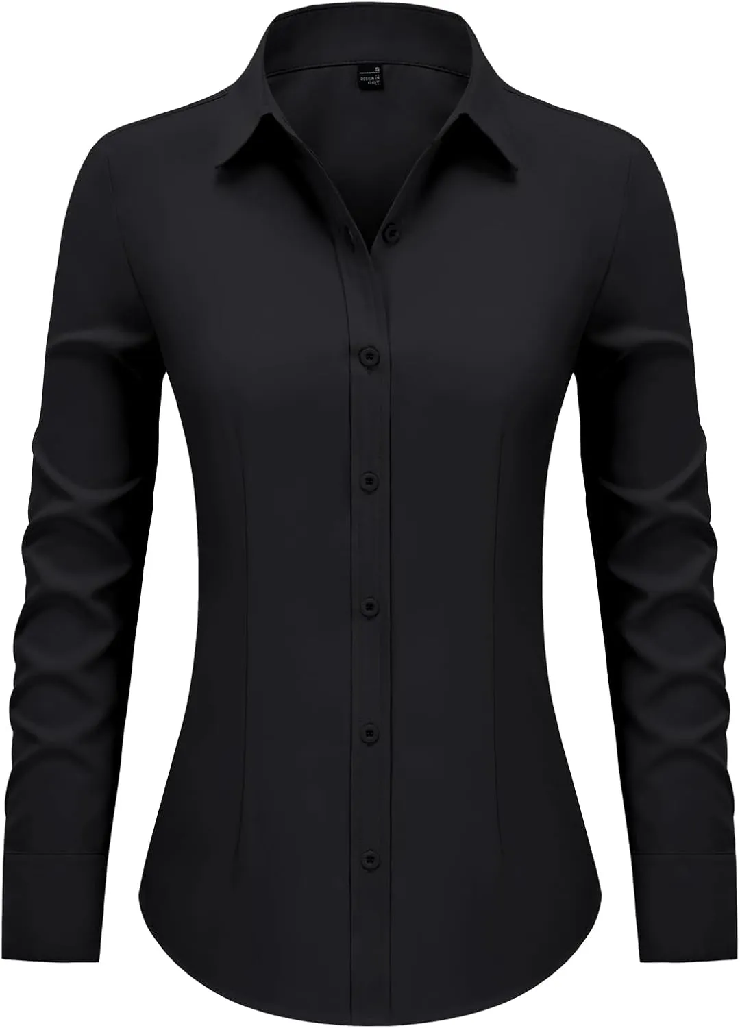 Women's Button Down Shirts Collared Fitted Dress Shirts Long Sleeve Wrinkle Free Blouse Formal Office Work Tunic Tops