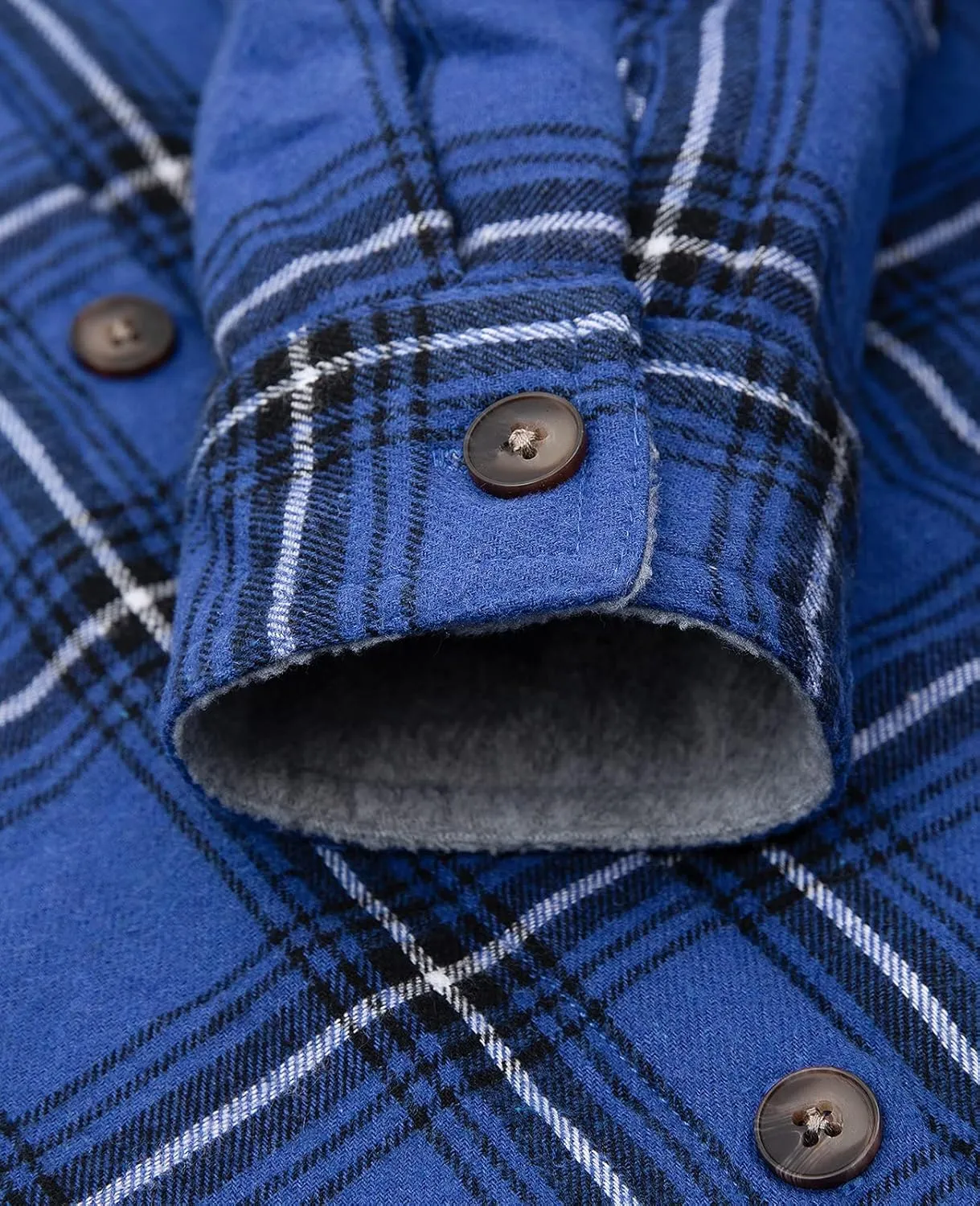 Womens Fleece Hooded Flannel Shirts Plaid Button Down Flannel Shirt Hoodie Jacket with Pockets