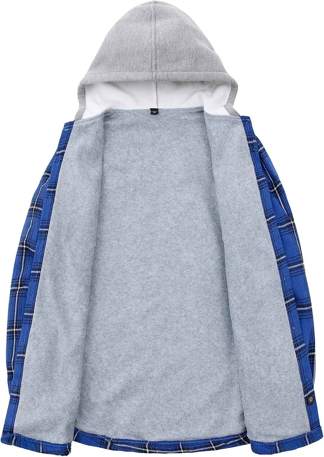 Womens Fleece Hooded Flannel Shirts Plaid Button Down Flannel Shirt Hoodie Jacket with Pockets