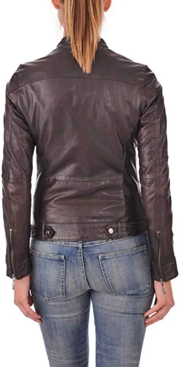Women's Leather Jacket Pure Lambskin Biker Bomber Leather Jacket