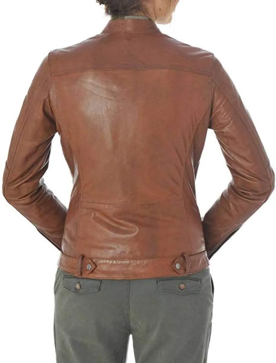 Women's Leather Jacket Pure Lambskin Biker Bomber Leather Jacket