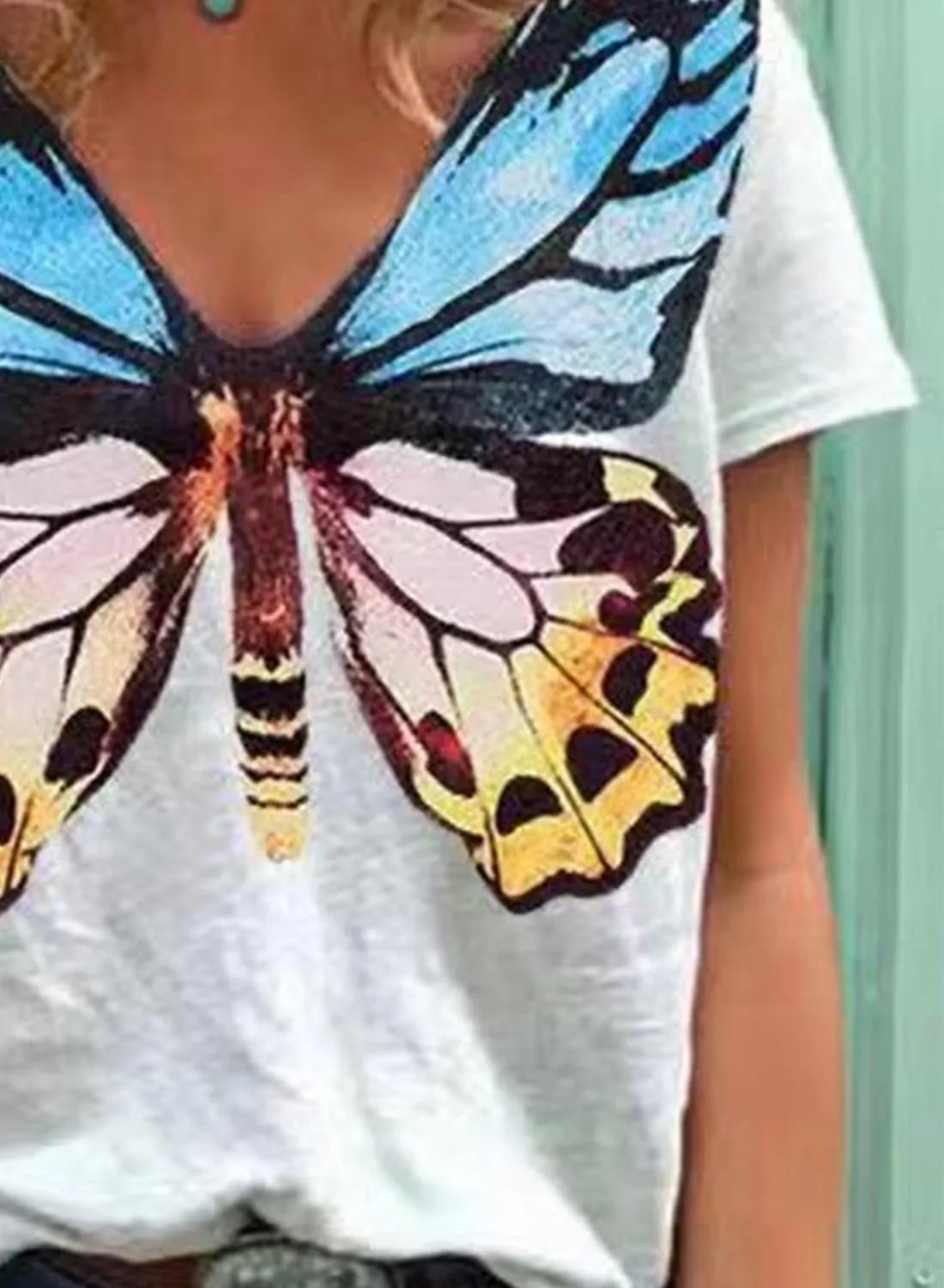 Women's Short Sleeve Butterfly Printed Shirts