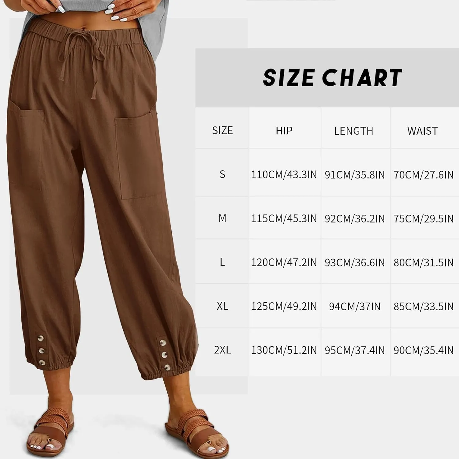 WROLEM Women's High Waist Capri Pants with Pockets Wide Leg Cropped Pants for Women - Black - Small