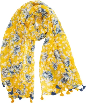 YOUR SMILE Large Boho Scarf for Women Lightweight Floral Printed Scarves Fall Winter Fashion Fringed Shawl wraps
