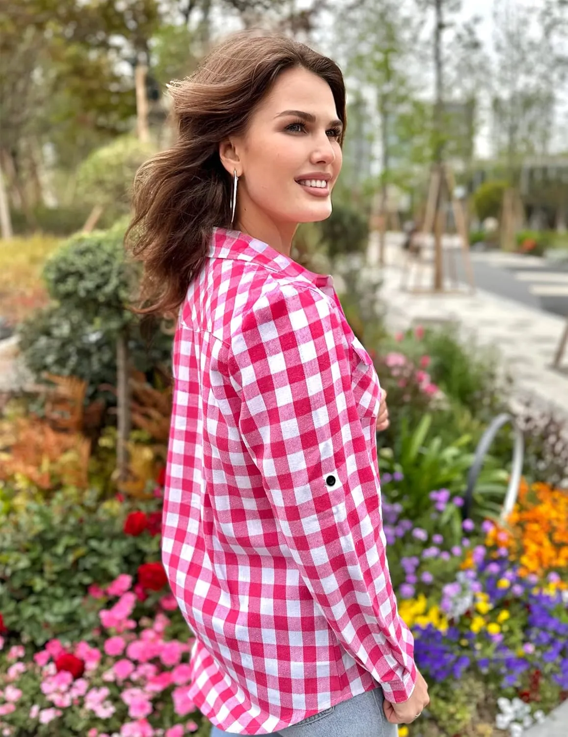 Zeagoo Womens Flannel Shirts Long/Roll Up Sleeve Collared Button Down Plaid Shirt Casual Work Tops