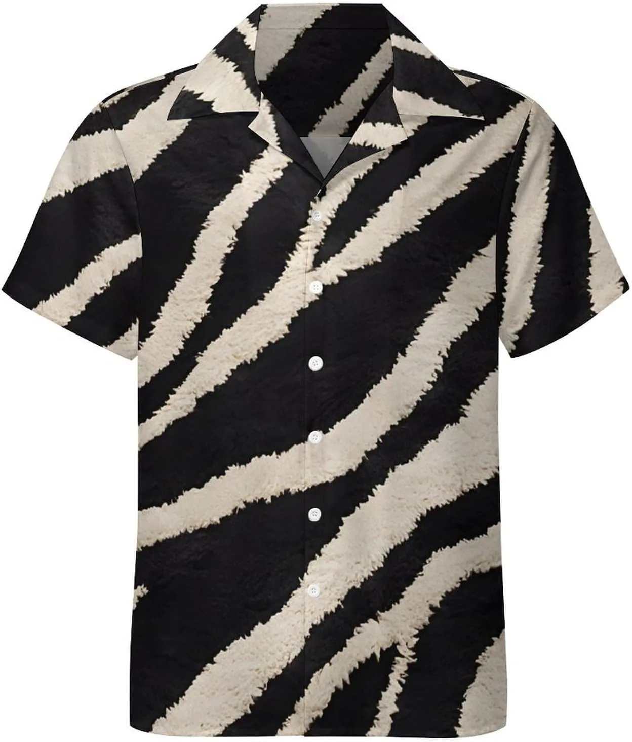 Zebra Animal Print Cuban Collar Shirt Classic Design for Comfort and Style