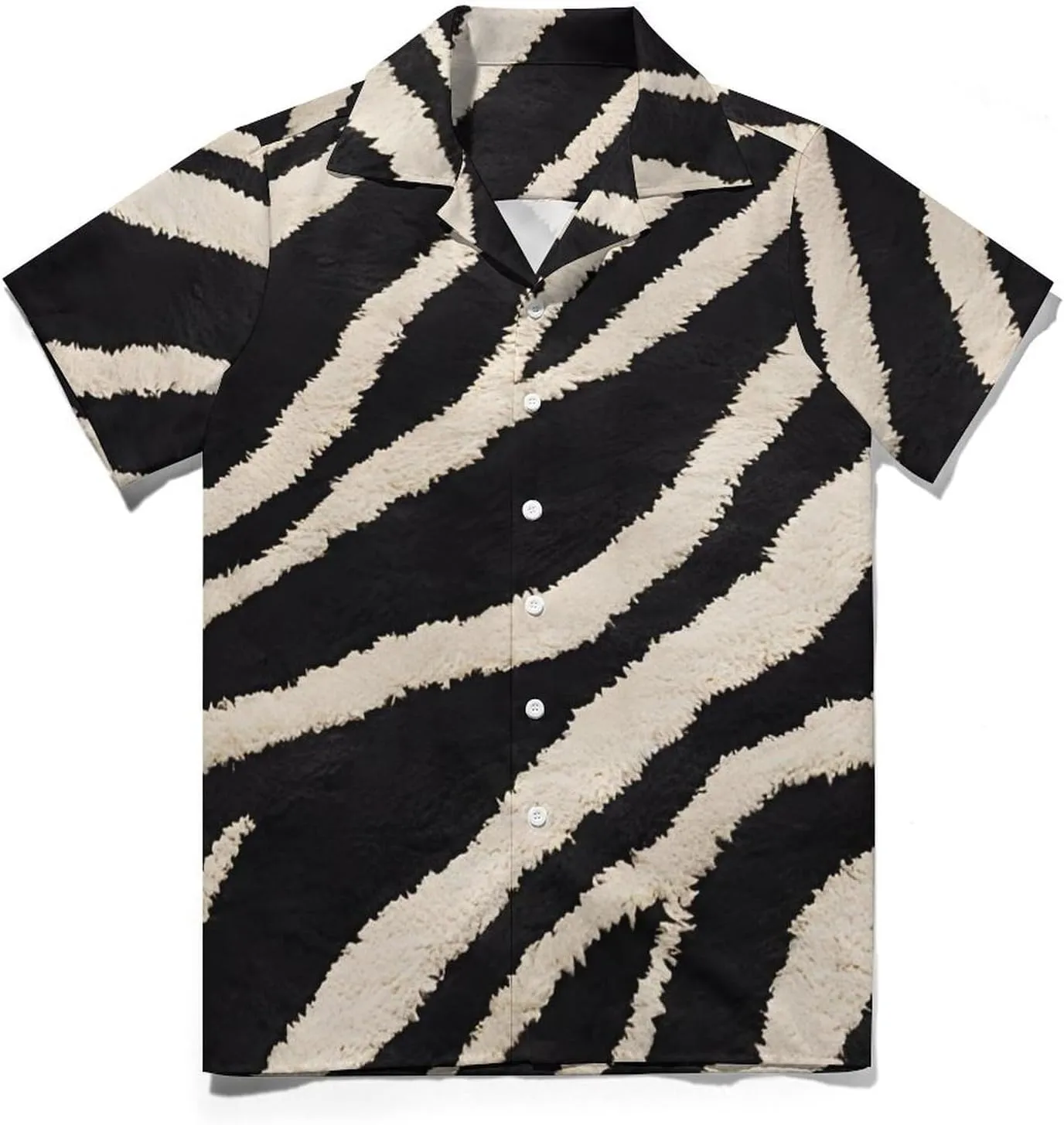 Zebra Animal Print Cuban Collar Shirt Classic Design for Comfort and Style
