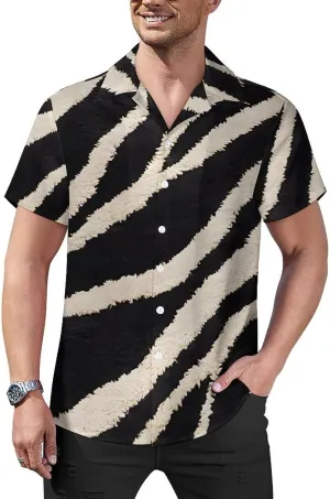 Zebra Animal Print Cuban Collar Shirt Classic Design for Comfort and Style