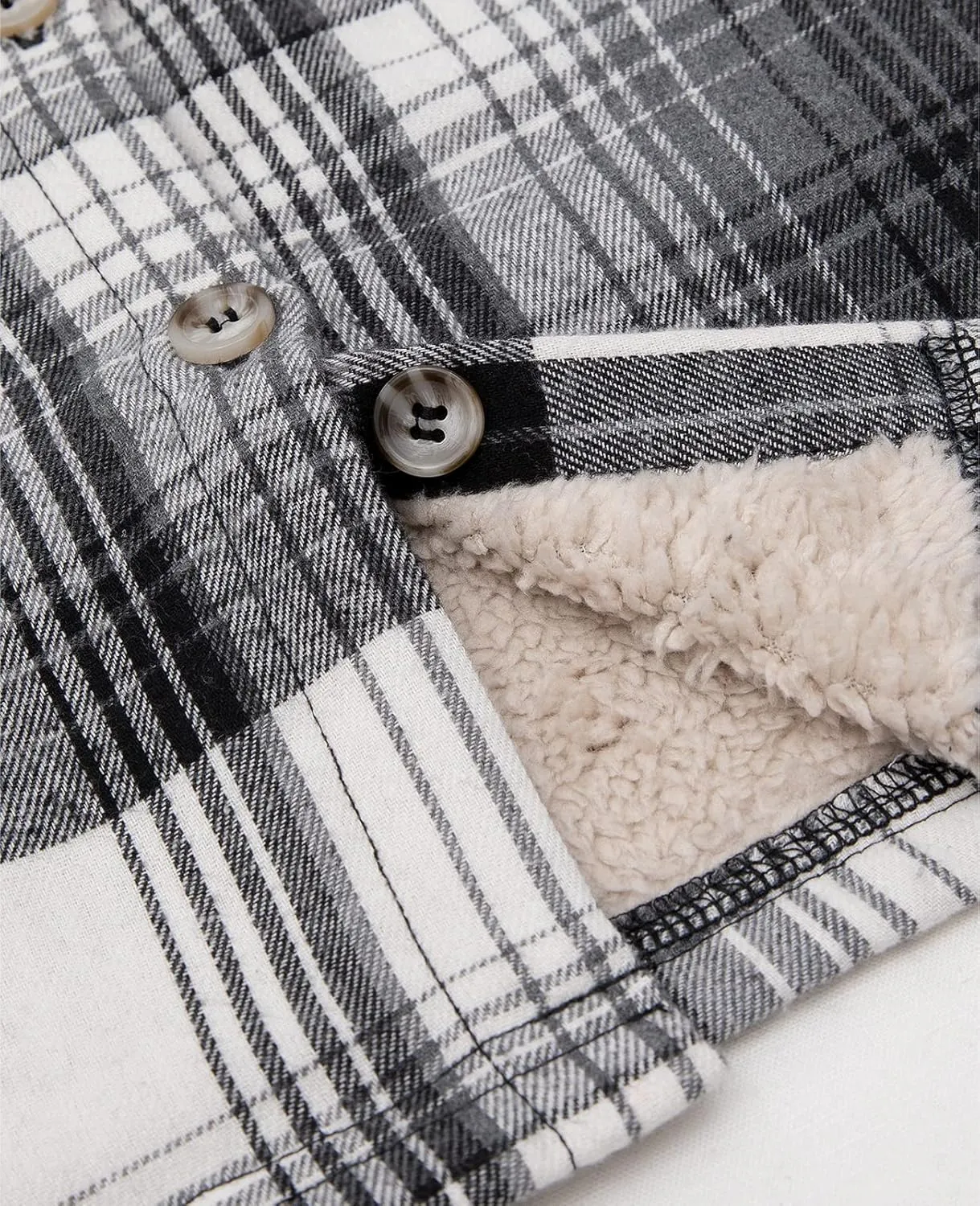 ZENTHACE Girls Hooded Plaid Flannel Shirt Jacket with Hand Pockets,Sherpa Lined Button Down Flannel Shacket Jacket