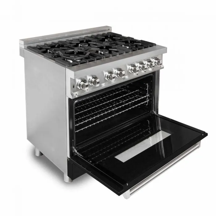 ZLINE 36 IN. Professional Dual Fuel Range with Black Matte Door (RA-BLM-36)